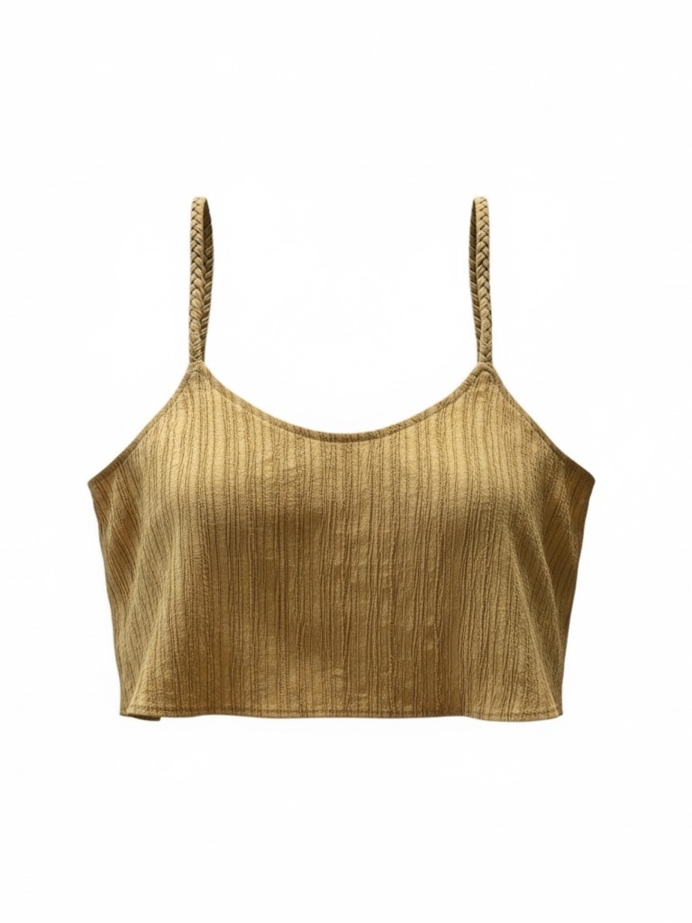 The Range Tan Textured Braided Strap Crop Top Cami Size S NWT